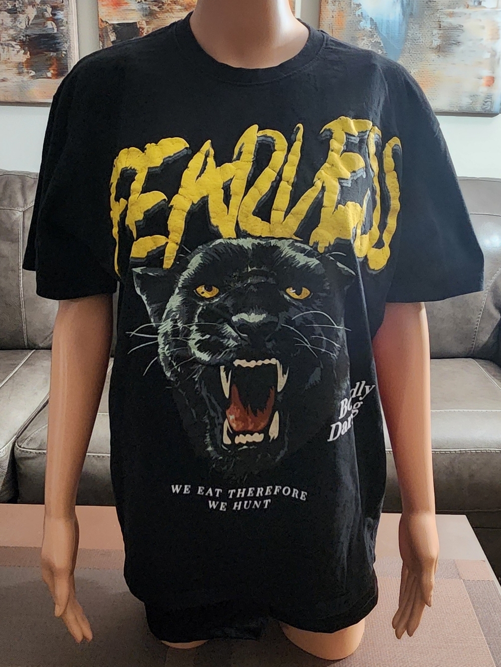 Fearless Panther Graphic Tee - Black with Yellow Accents